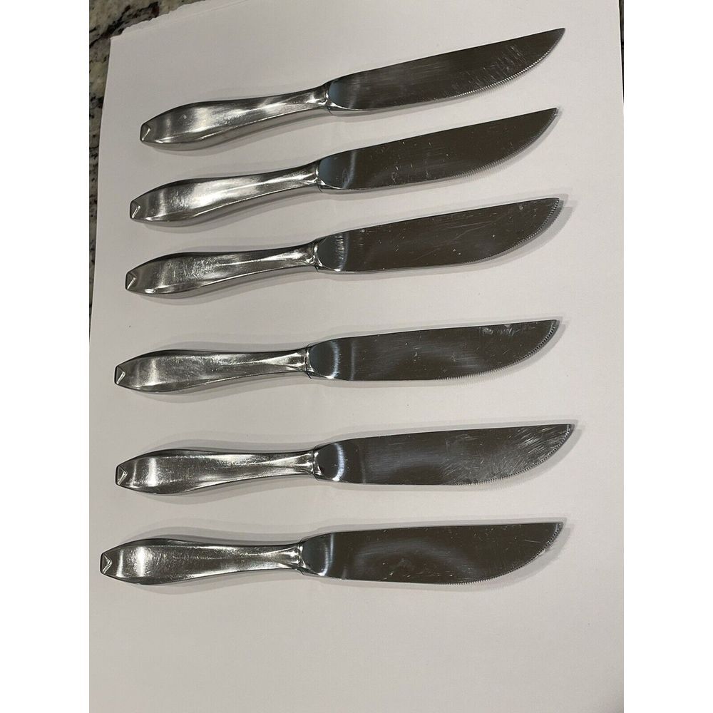 Vintage HOFFRITZ 6 Knife Set 8.25" Solid Stainless Steel Steak Knives Germany